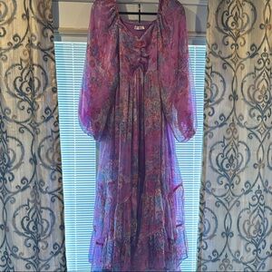 Purple Floral Midi Dress